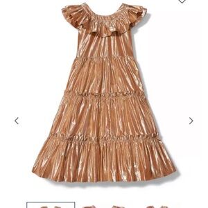 Janie and Jack X Rachel Zoe Metallic short sleeve layered Midi Dress Sz 4